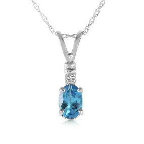 0.46 Carat 14K Solid White Gold Ball In Court Blue Topaz Diamond Necklace