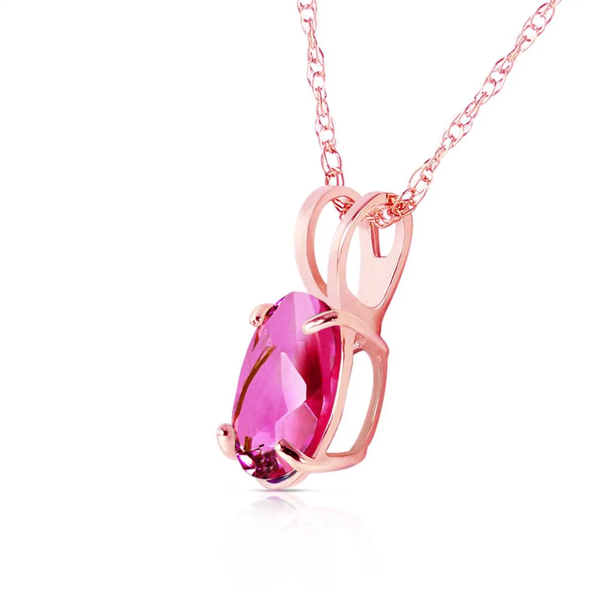 0.85 Carat 14K Solid Rose Gold Solitaire Pink Topaz Necklace