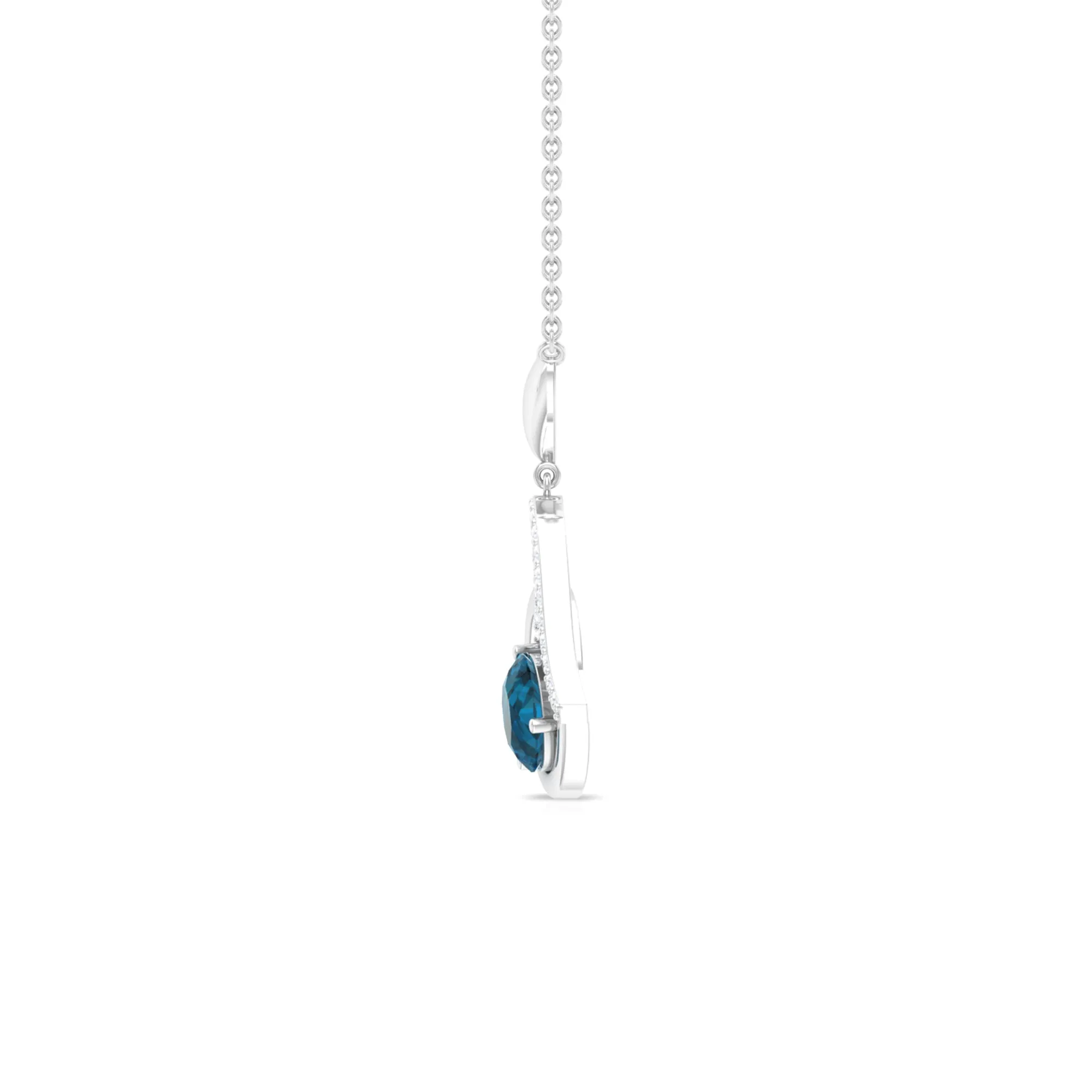 1 CT London Blue Topaz and Diamond Heart Drop Pendant