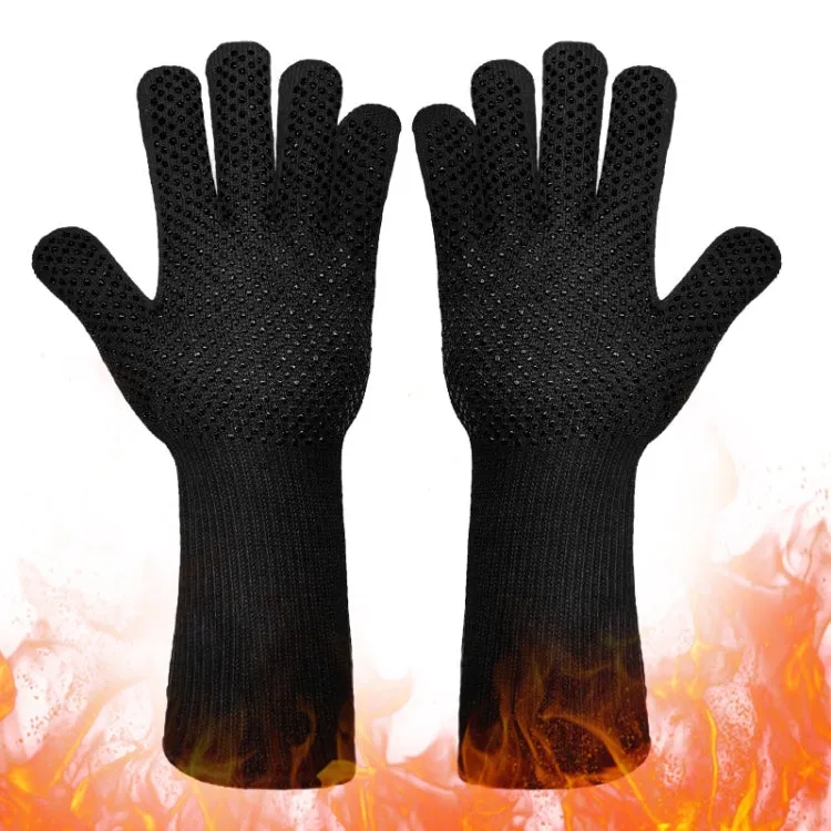 1 Pair High Temperature Resistant Silicone BBQ Gloves  Anti-Scalding Gloves(Full Dots Black)