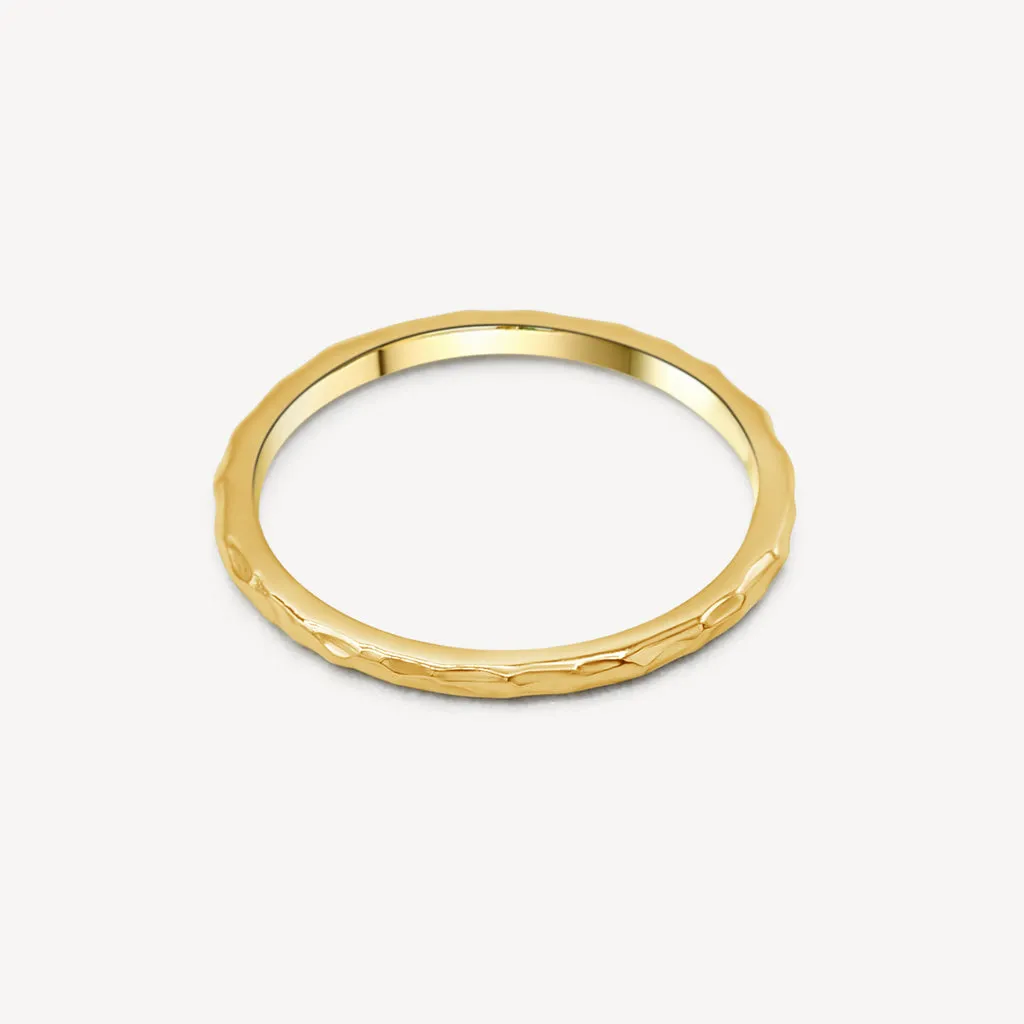 10k Gold Hammered Engagement Ring