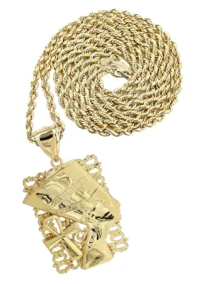 10K Yellow Gold Nefertiti Necklace | Appx. 16.9 Grams