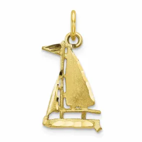 10k Yellow Gold Satin Finish Sailboat Pendant