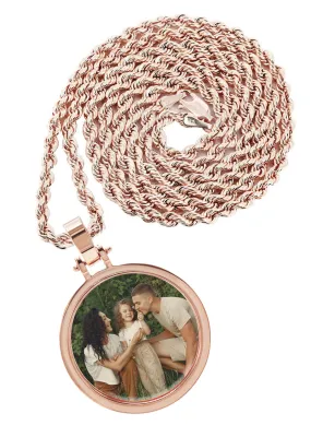 10K/14K Rose Gold Large Round Picture Pendant Necklace