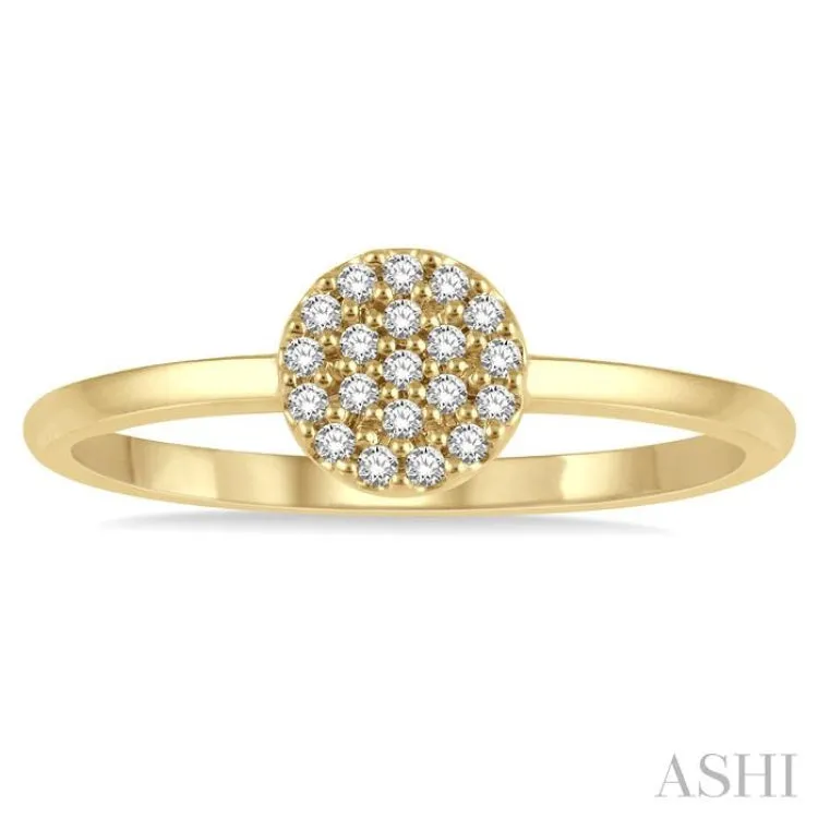 1/10 ctw Disc Shape Center Round Cut Diamond Petite Fashion Ring in 10K Yellow Gold