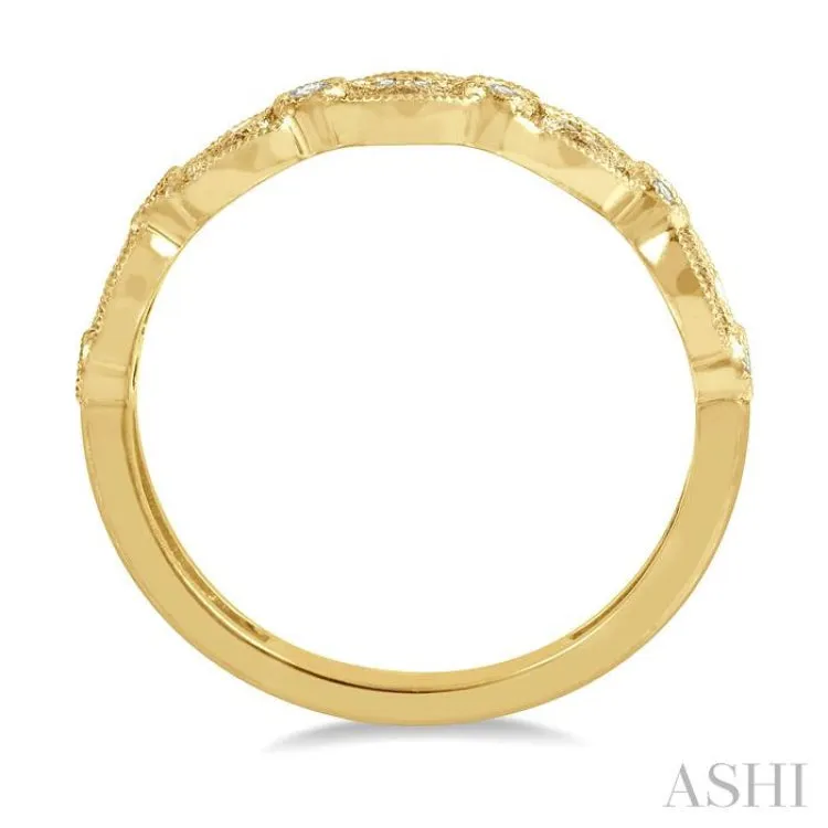 1/10 ctw Lattice Marquise and Circular Mount Round Cut Diamond Stack Band in 14K Yellow Gold