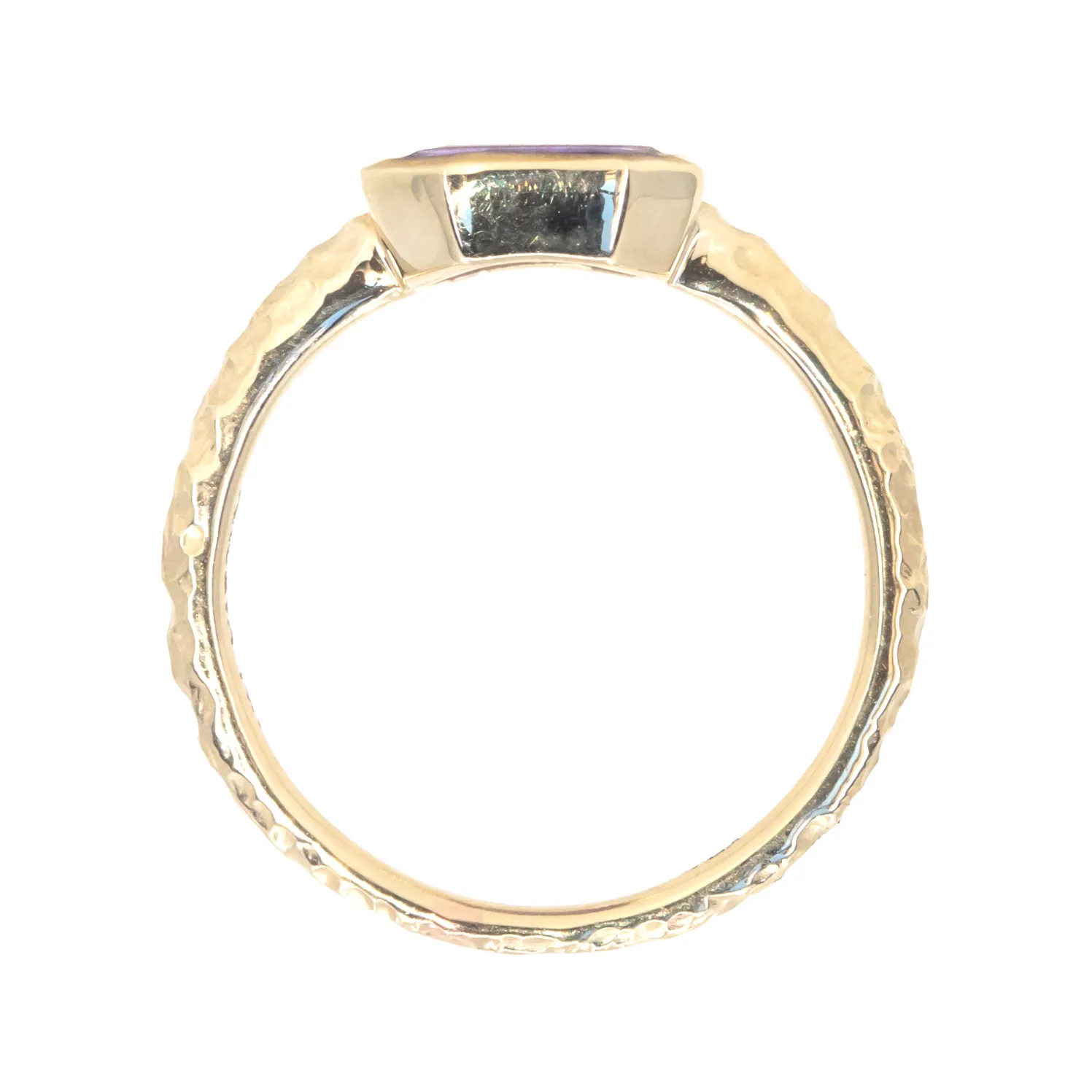 1.14ct Geo Slice Purple Sapphire Evergreen Low Profile Bezel Solitaire Ring in 14k Yellow Gold