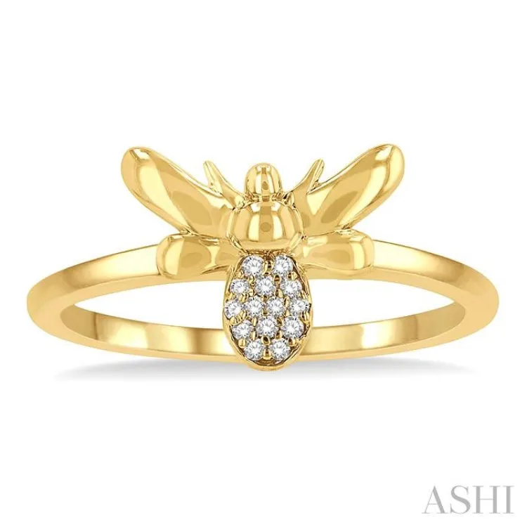 1/20 ctw Bumble Bee Round Cut Diamond Petite Fashion Ring in 14K Yellow Gold