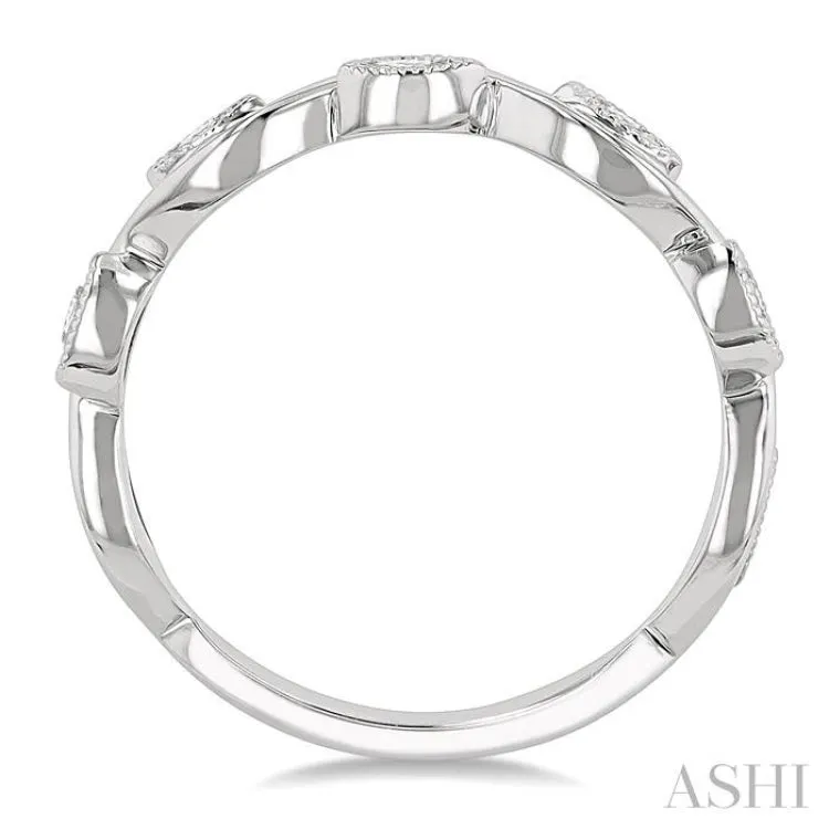 1/20 Ctw Marquise Shape Round Cut Diamond Stackable Band in 14K White Gold