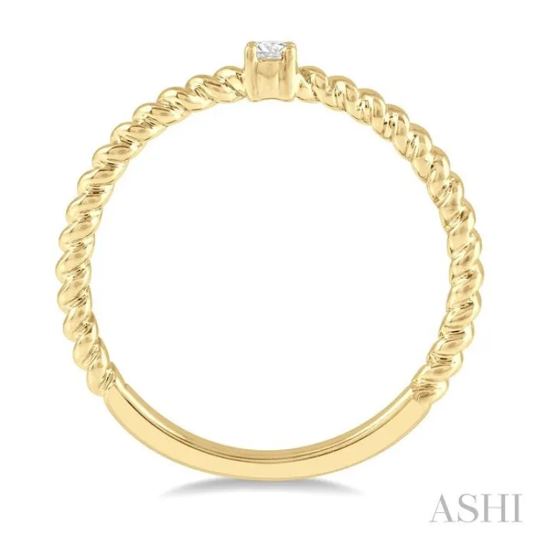 1/20 Ctw Rope Shank Round Cut Diamond Petite Promise Ring in 10K Yellow Gold