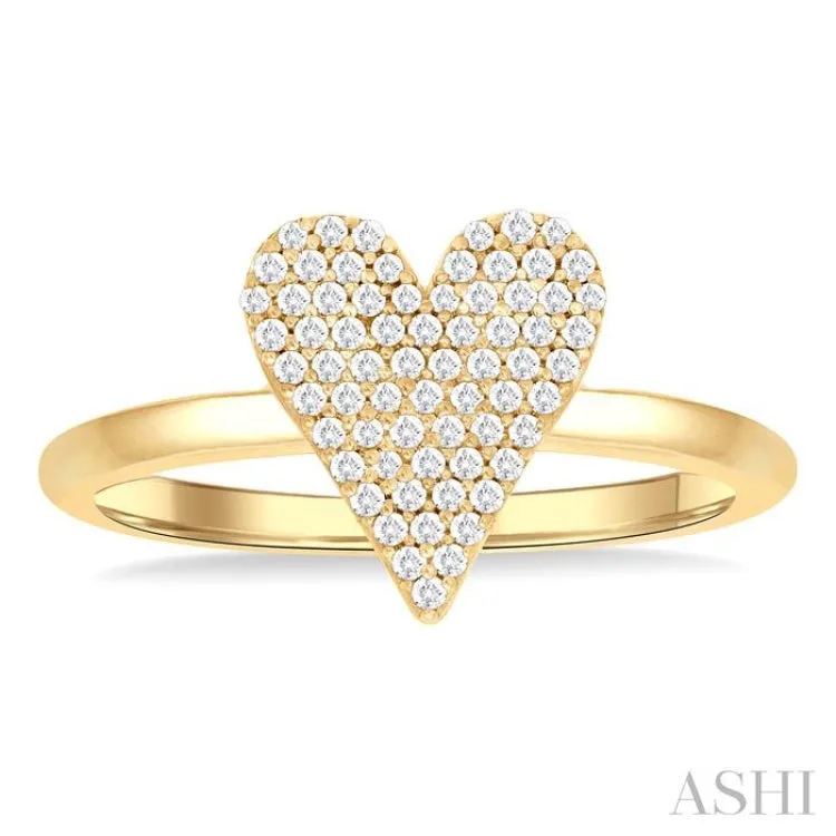 1/4 ctw Heart Shape Pave Set Round Cut Diamond Fashion Ring in 10K Yellow Gold