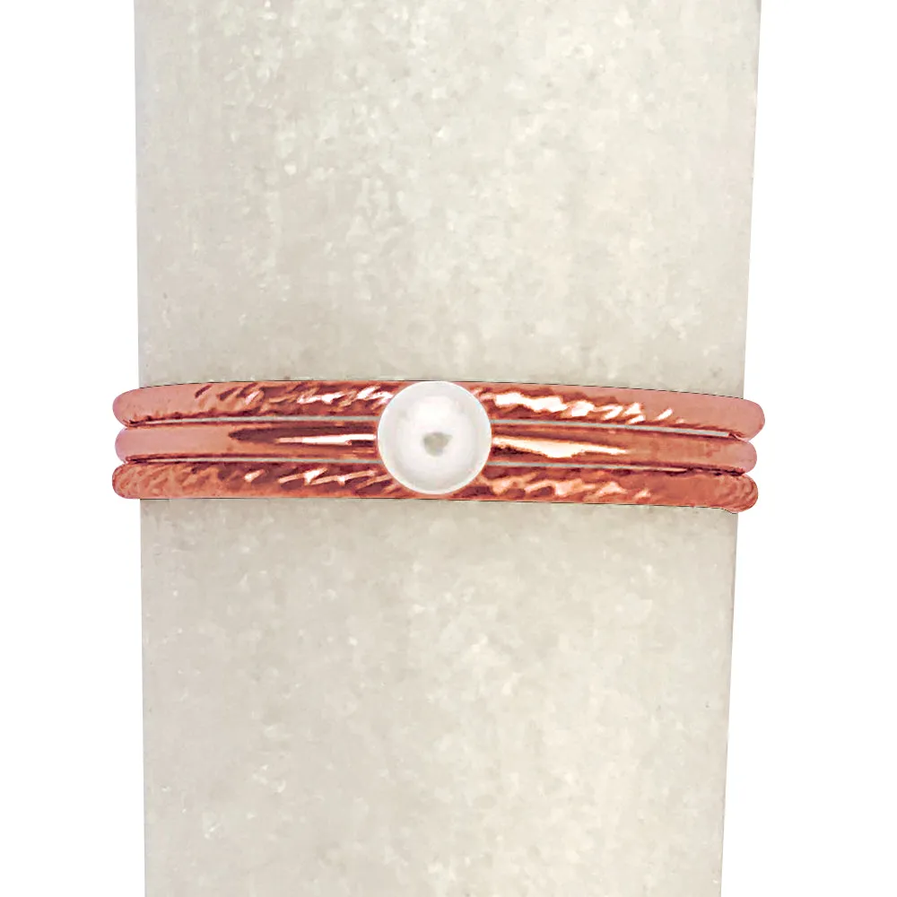 14/20 Rose Gold-Filled Petite Stackable Rings, Fashion Swarovski Pearl & Sparkle Finish, Set of 3