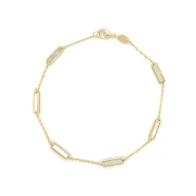 14k Gold Mother of Pearl Bar Bracelet