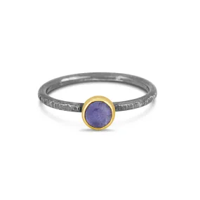 14k Gold Silver and Tanzanite Stacking Ring