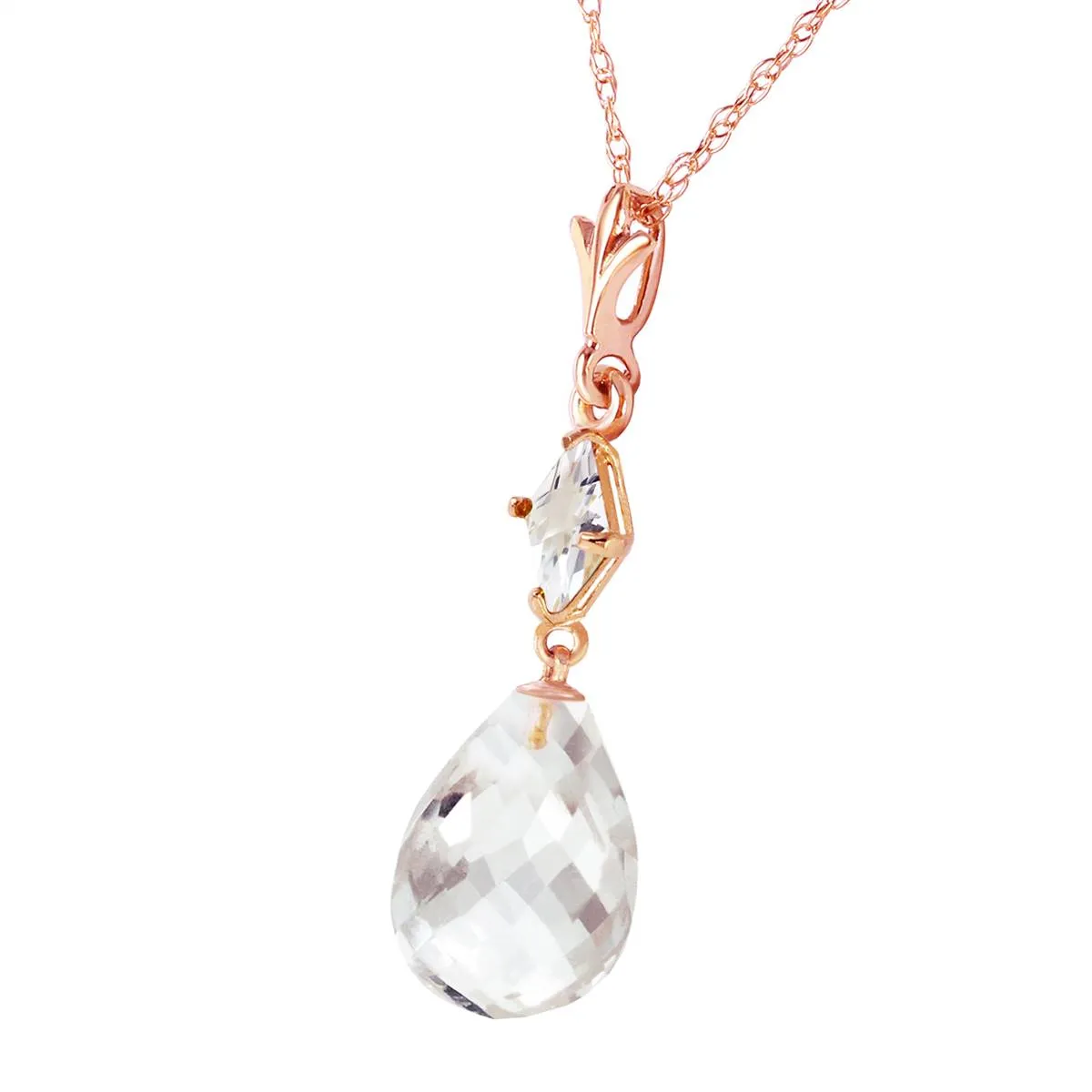 14K Solid Rose Gold Natural Rose Topaz Necklace Class