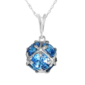 14K Solid White Gold Necklace w/ Natural Blue Topaz