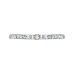 14K Two Tone Gold Round Cut Diamond Wedding Band