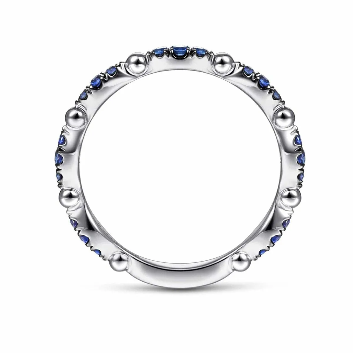 14K White Gold Cluster Sapphire and Bujukan Ball Stackable Ring - LR51704W4JSA