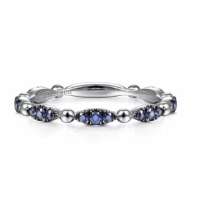 14K White Gold Cluster Sapphire and Bujukan Ball Stackable Ring - LR51704W4JSA