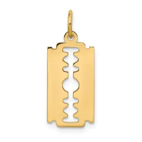 14k White Gold Polished Finish Flat Back Razor Blade Charm Pendant