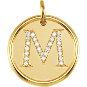 14K Yellow 1/8 CTW Diamond Initial "M" Pendant