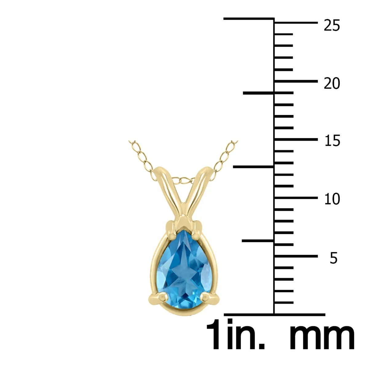 14K Yellow Gold 8X6Mm Pear Blue Topaz Pendant