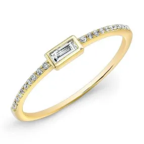 14K Yellow Gold Baguette Diamond Stackable Ring