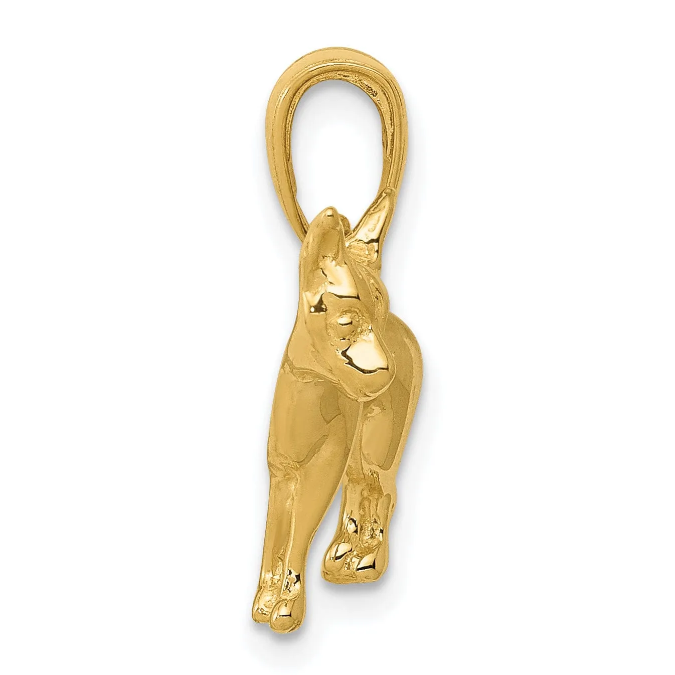 14k Yellow Gold Casted Solid Polished Finish Chihuahua Dog Charm Pendant