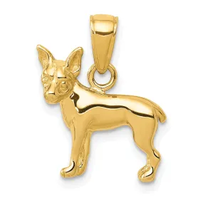 14k Yellow Gold Casted Solid Polished Finish Chihuahua Dog Charm Pendant