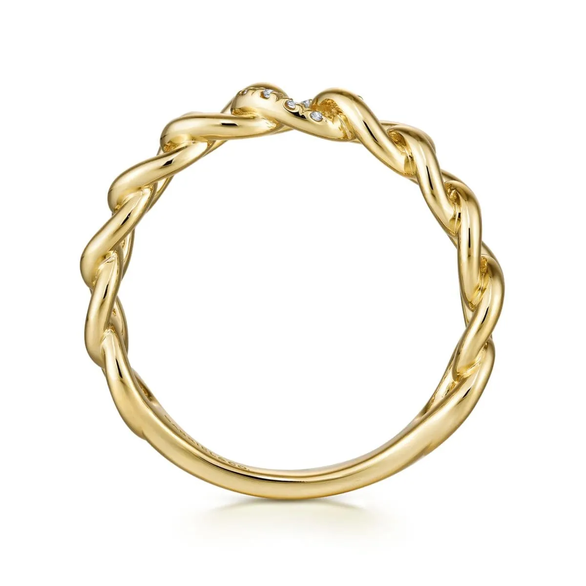 14K Yellow Gold Chain Link Ring Band with Pavé Diamond Station - LR51250Y45JJ