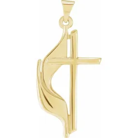 14K Yellow Methodist Cross Pendant