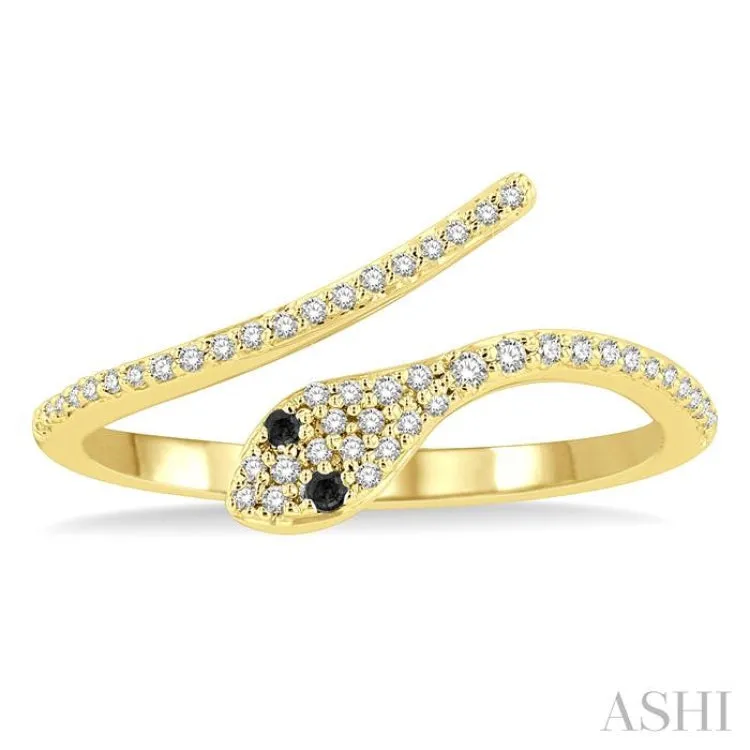 1/6 ctw Serpent Yellow & Black Round Cut Diamond Petite Open Fashion Ring in 10K Yellow Gold