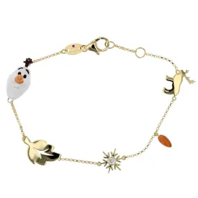 18K Yellow Gold Frozen 2 Diamond Charm Bracelet