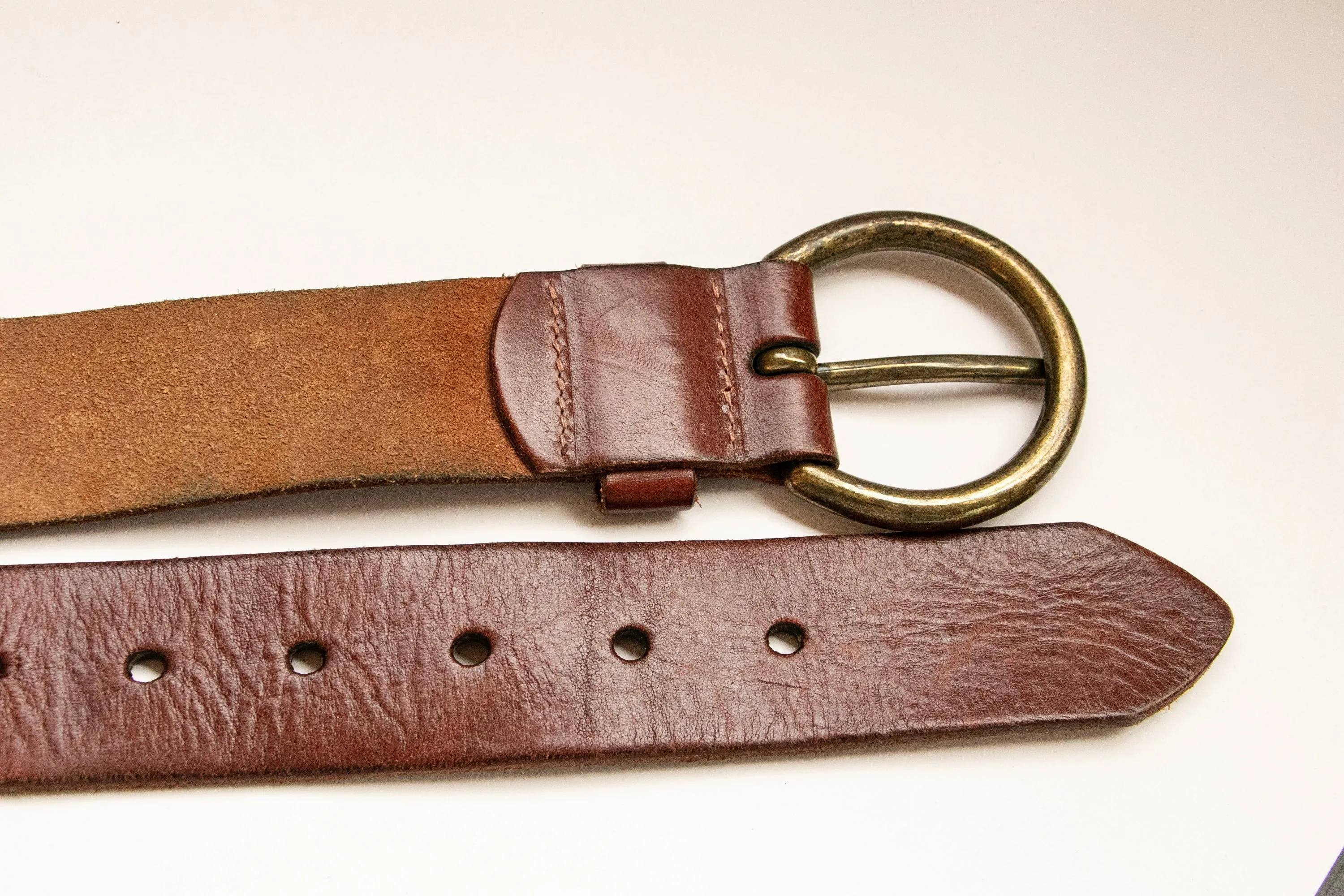 1970s Belt Brown Leather Braided Boho Hippie M/L