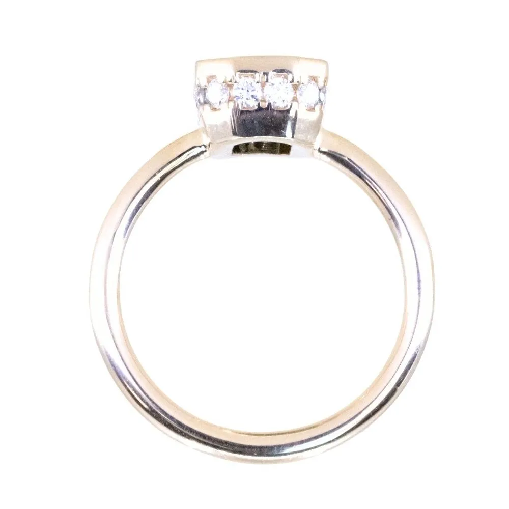 2.05ct Radiant Cut Green Sapphire Low Profile Bezel Hidden Diamond Halo Solitaire Ring in 14k Yellow Gold