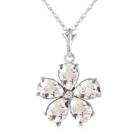 2.22 Carat 14K Solid White Gold Learn By Heart White Topaz Diamond Necklace