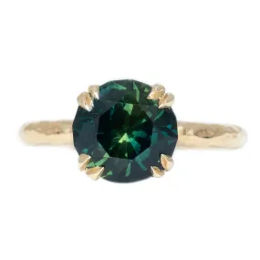 3.60ct Round Australian Sapphire Evergreen Double Pronged Solitaire in 14k Yellow Gold