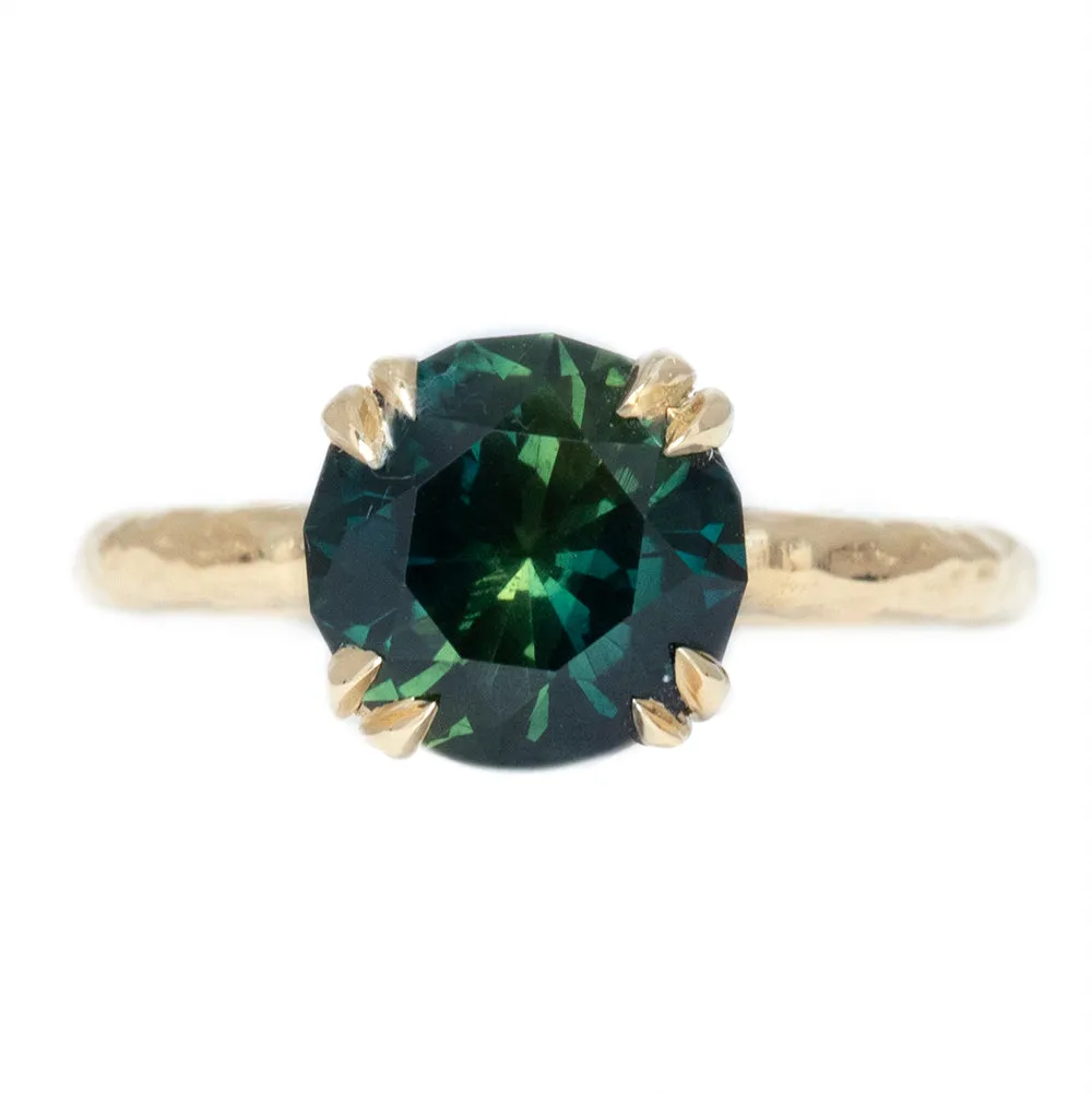 3.60ct Round Australian Sapphire Evergreen Double Pronged Solitaire in 14k Yellow Gold