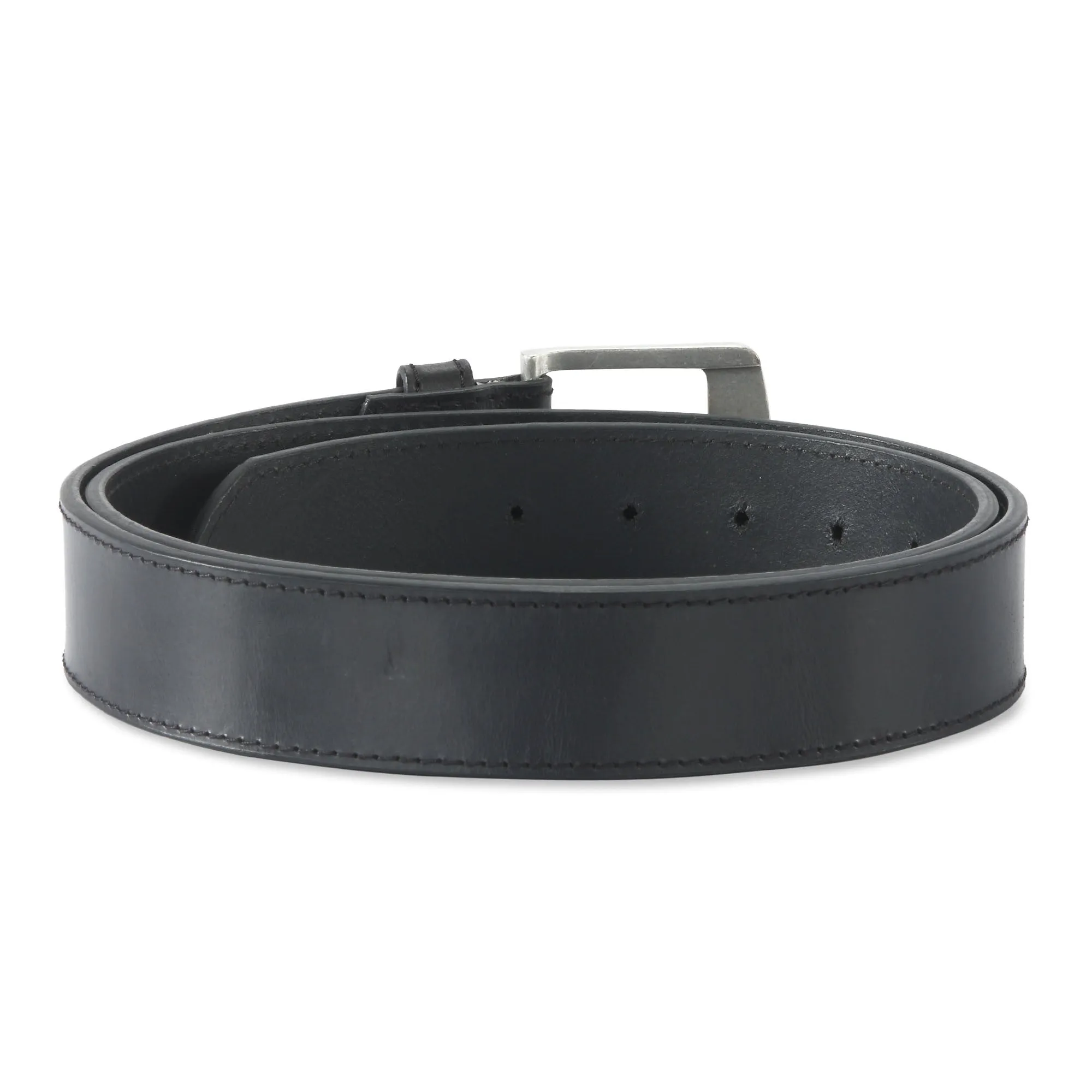 392701 Black Leather Belt with Silver Color Buckle | Style n Craft