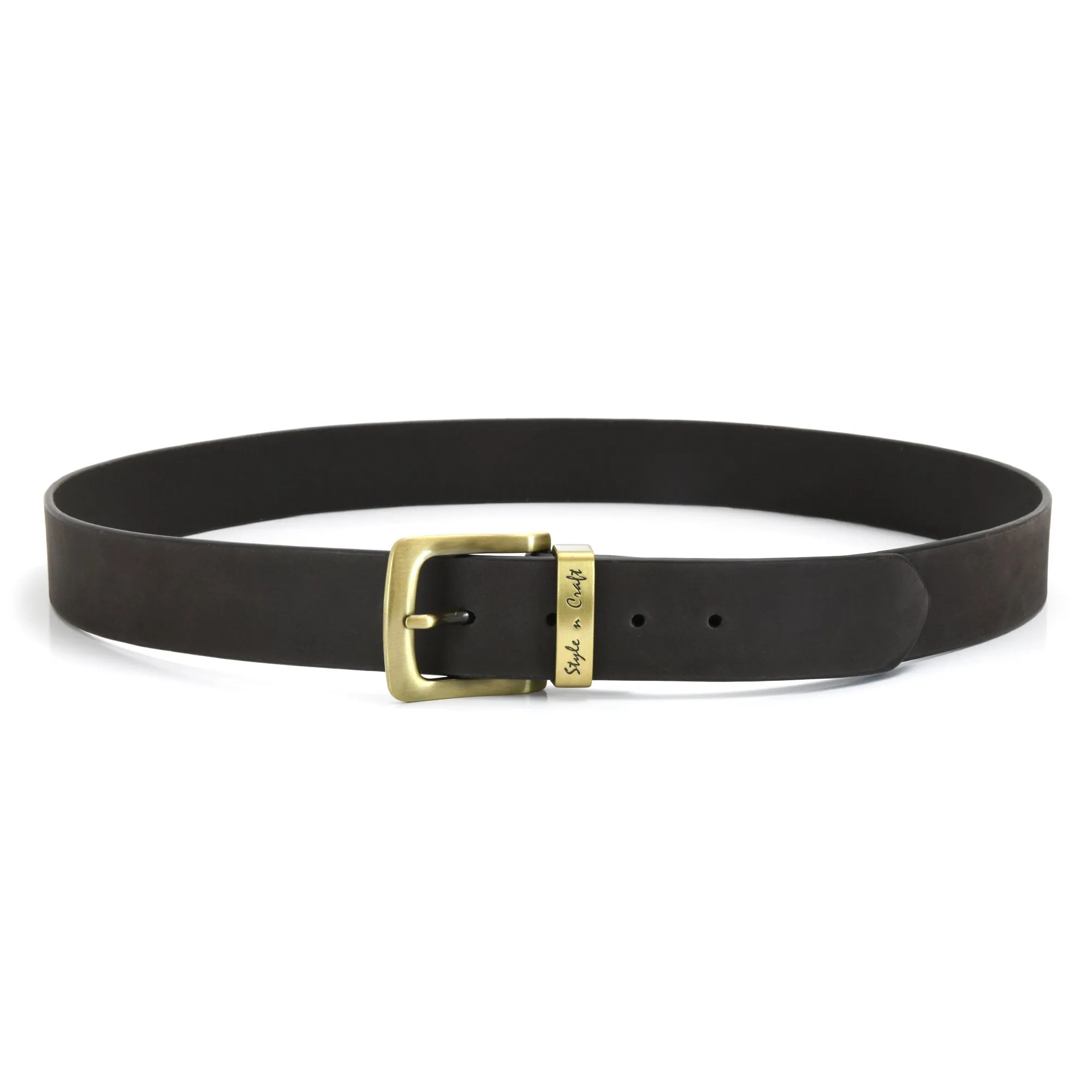 392712 Leather Belt in Dark Brown Color with Gold Buckle | Style n Craft