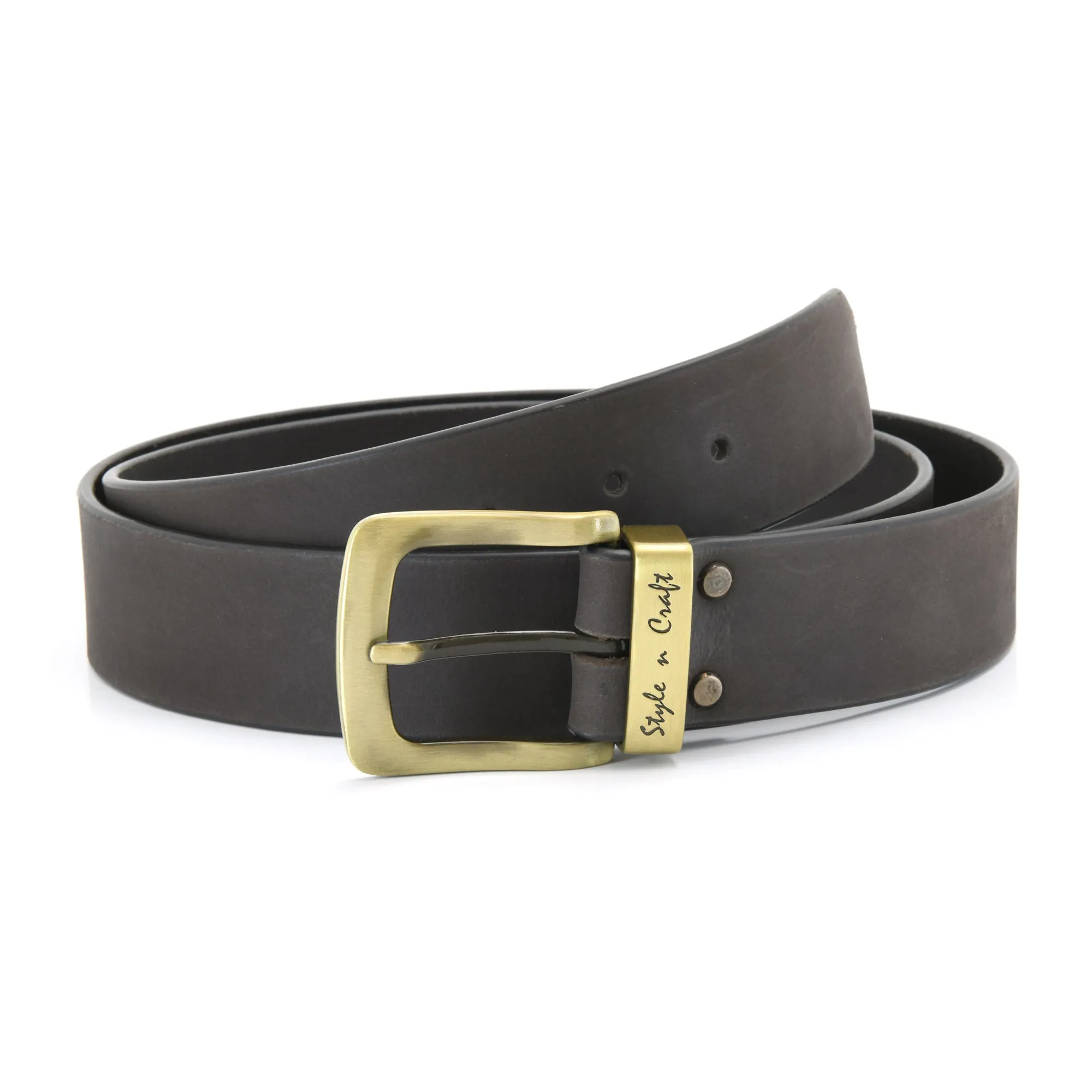 392712 Leather Belt in Dark Brown Color with Gold Buckle | Style n Craft