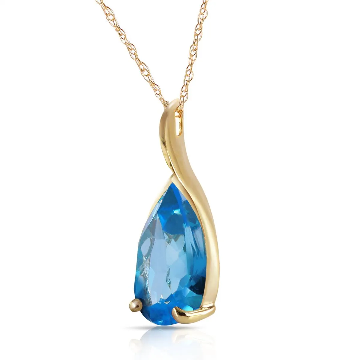 4.7 Carat 14K Solid Yellow Gold Love Sonnets Blue Topaz Necklace