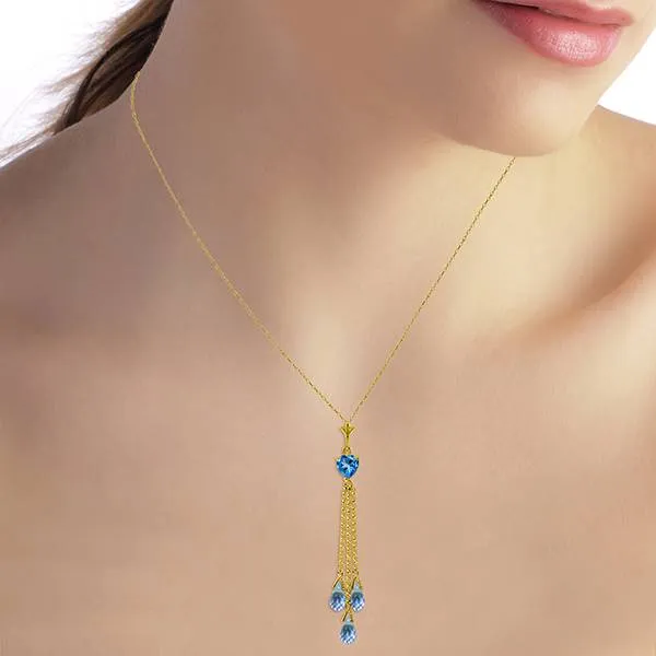 4.75 Carat 14K Solid Yellow Gold Phoenix Hope Blue Topaz Necklace