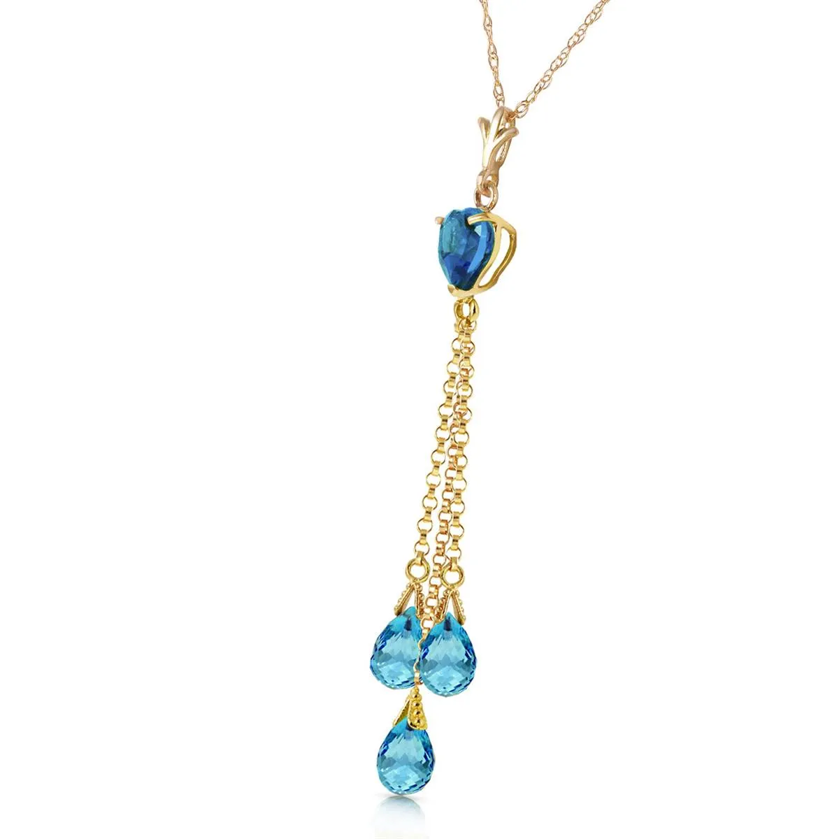 4.75 Carat 14K Solid Yellow Gold Phoenix Hope Blue Topaz Necklace