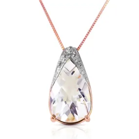 5 Carat 14K Solid Rose Gold Ocean White Topaz Necklace