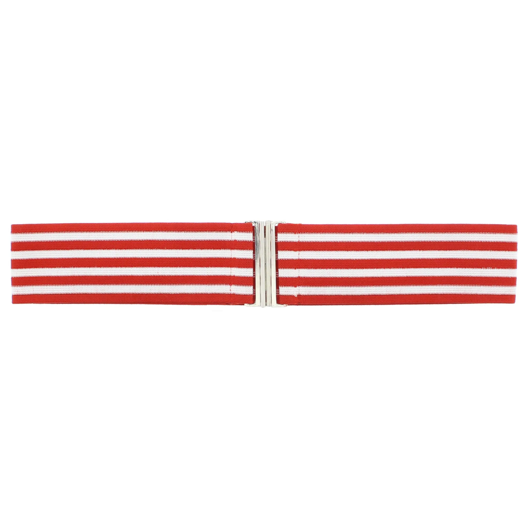 5.8cm Striped Ribbed Elasticated Waist Belt with Clasp Fastening