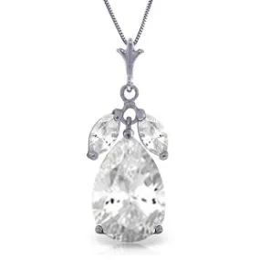 6.5 Carat 14K Solid White Gold Summer Twilight White Topaz Necklace