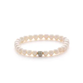 (6mm) Silver Bracelet w. Pearls