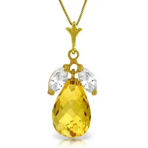 7.2 Carat 14K Solid Yellow Gold Wedded Bliss Citrine White Topaz Necklace