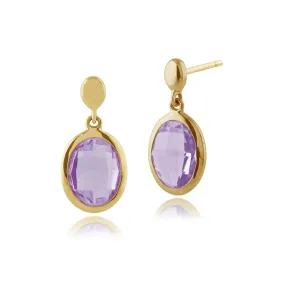 9 karat Gelbes Gold Amethyst Fallen/ Lang Ohrringe